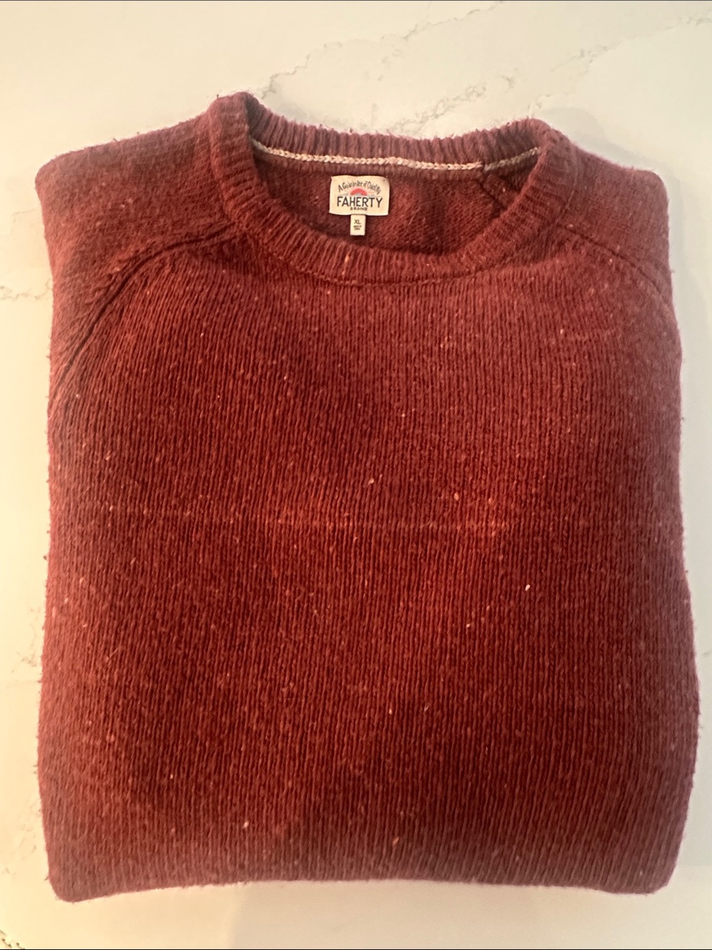 Faherty Burnt Orange Crewneck Sweater - Men's XL